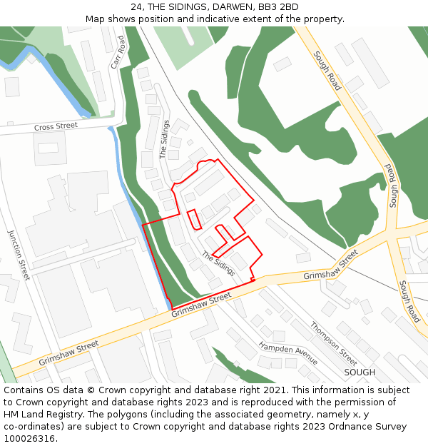 24, THE SIDINGS, DARWEN, BB3 2BD: Location map and indicative extent of plot