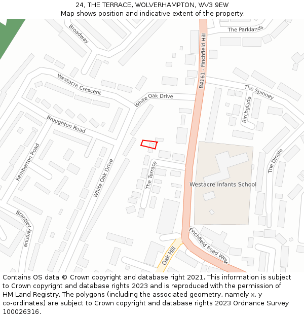 24, THE TERRACE, WOLVERHAMPTON, WV3 9EW: Location map and indicative extent of plot