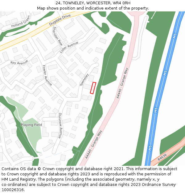 24, TOWNELEY, WORCESTER, WR4 0RH: Location map and indicative extent of plot