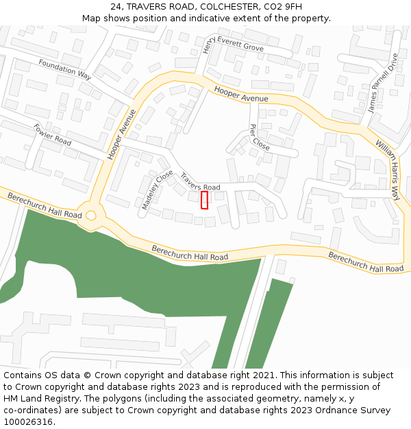 24, TRAVERS ROAD, COLCHESTER, CO2 9FH: Location map and indicative extent of plot