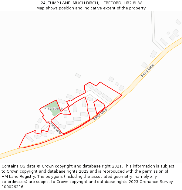 24, TUMP LANE, MUCH BIRCH, HEREFORD, HR2 8HW: Location map and indicative extent of plot