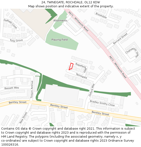 24, TWINEGATE, ROCHDALE, OL12 6DW: Location map and indicative extent of plot