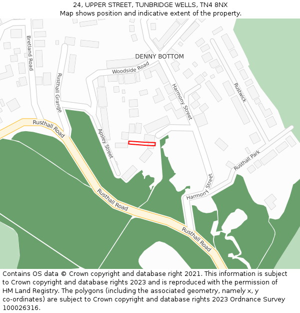 24, UPPER STREET, TUNBRIDGE WELLS, TN4 8NX: Location map and indicative extent of plot
