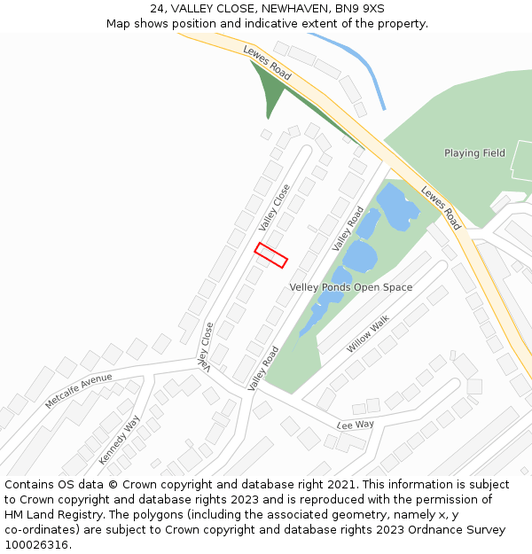 24, VALLEY CLOSE, NEWHAVEN, BN9 9XS: Location map and indicative extent of plot