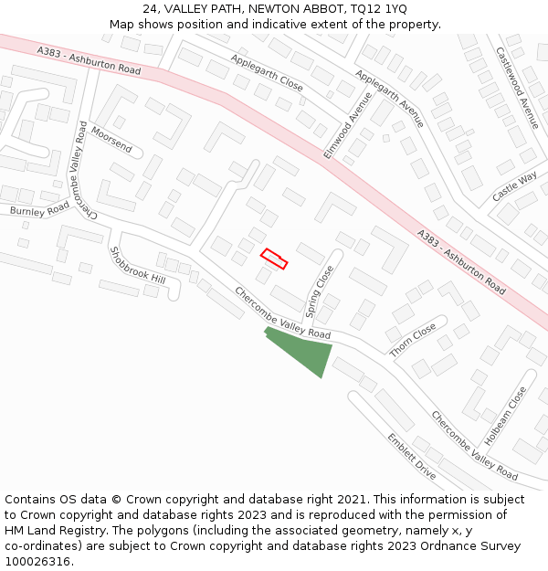 24, VALLEY PATH, NEWTON ABBOT, TQ12 1YQ: Location map and indicative extent of plot