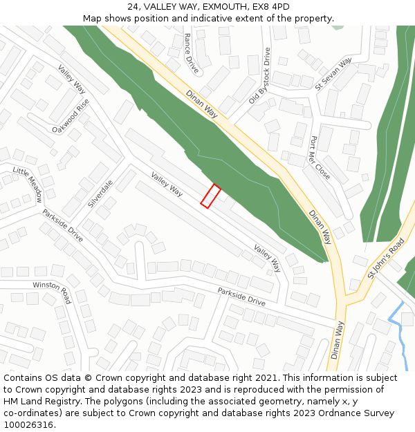 24, VALLEY WAY, EXMOUTH, EX8 4PD: Location map and indicative extent of plot