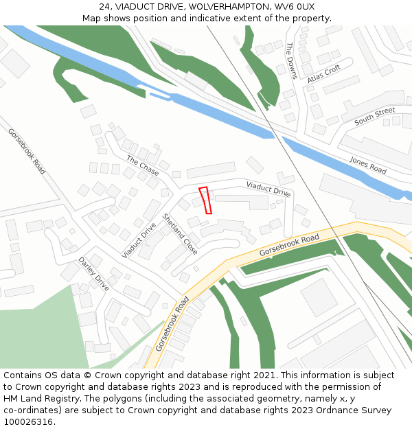 24, VIADUCT DRIVE, WOLVERHAMPTON, WV6 0UX: Location map and indicative extent of plot