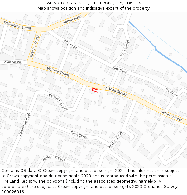 24, VICTORIA STREET, LITTLEPORT, ELY, CB6 1LX: Location map and indicative extent of plot