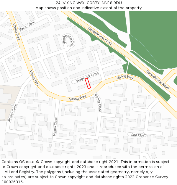 24, VIKING WAY, CORBY, NN18 9DU: Location map and indicative extent of plot