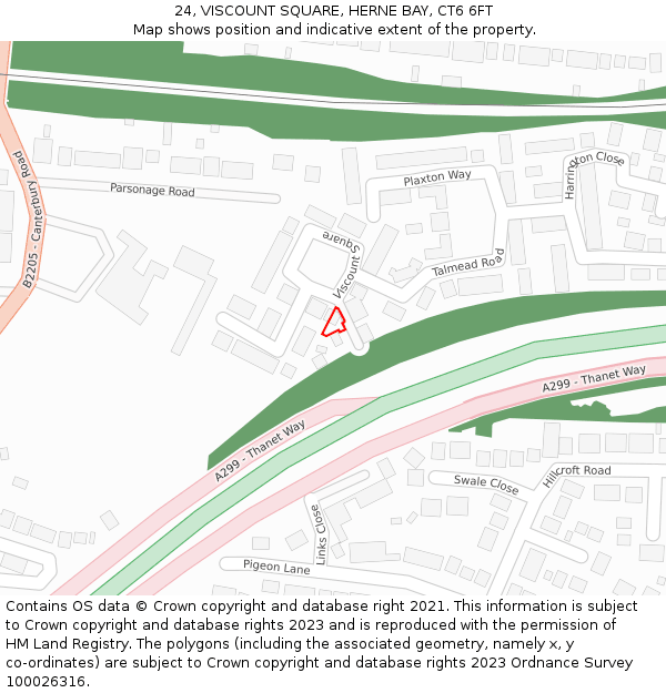 24, VISCOUNT SQUARE, HERNE BAY, CT6 6FT: Location map and indicative extent of plot