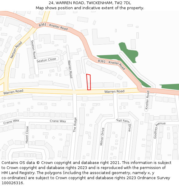 24, WARREN ROAD, TWICKENHAM, TW2 7DL: Location map and indicative extent of plot