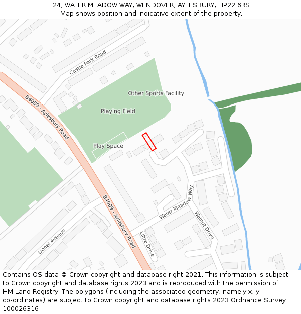 24, WATER MEADOW WAY, WENDOVER, AYLESBURY, HP22 6RS: Location map and indicative extent of plot
