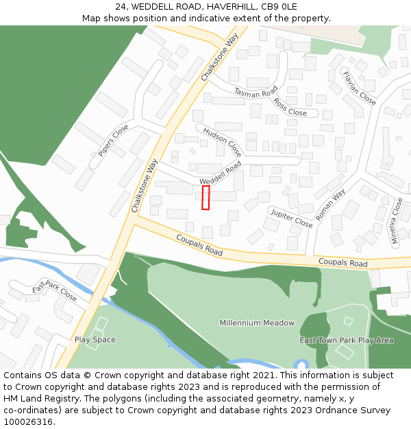 24, WEDDELL ROAD, HAVERHILL, CB9 0LE: Location map and indicative extent of plot