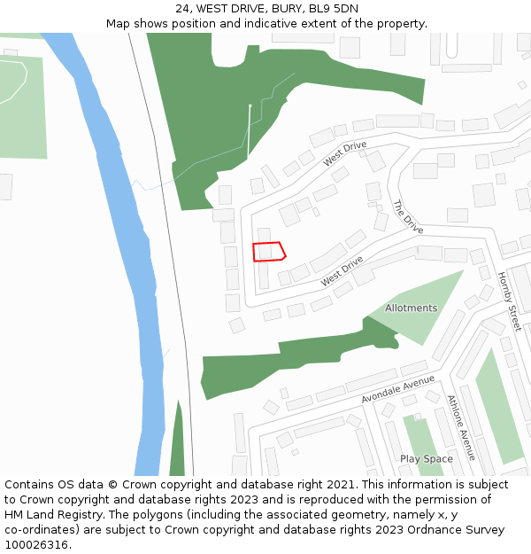 24, WEST DRIVE, BURY, BL9 5DN: Location map and indicative extent of plot