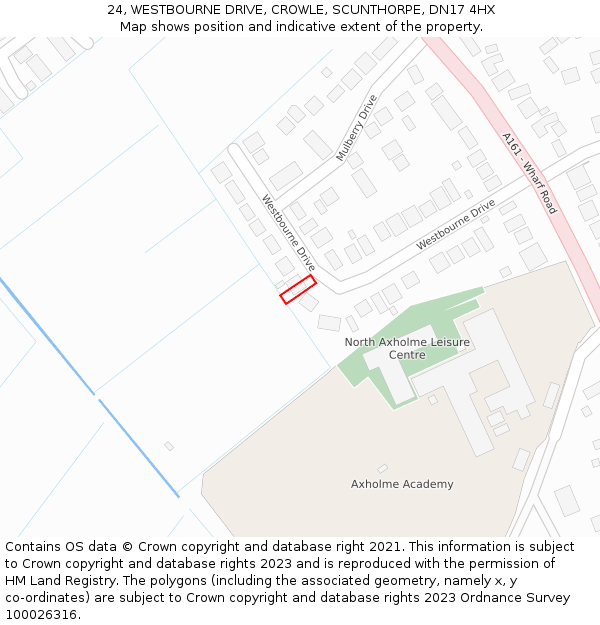 24, WESTBOURNE DRIVE, CROWLE, SCUNTHORPE, DN17 4HX: Location map and indicative extent of plot