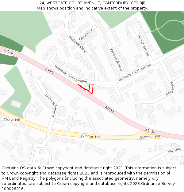 24, WESTGATE COURT AVENUE, CANTERBURY, CT2 8JR: Location map and indicative extent of plot