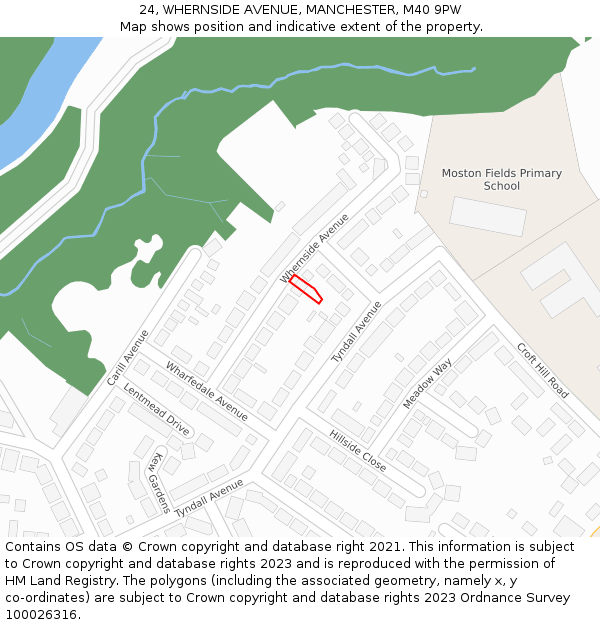 24, WHERNSIDE AVENUE, MANCHESTER, M40 9PW: Location map and indicative extent of plot