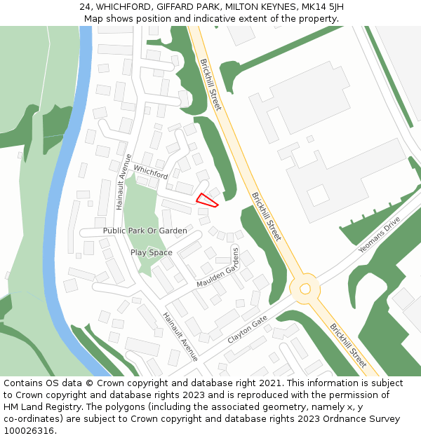 24, WHICHFORD, GIFFARD PARK, MILTON KEYNES, MK14 5JH: Location map and indicative extent of plot