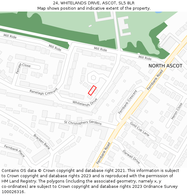 24, WHITELANDS DRIVE, ASCOT, SL5 8LR: Location map and indicative extent of plot