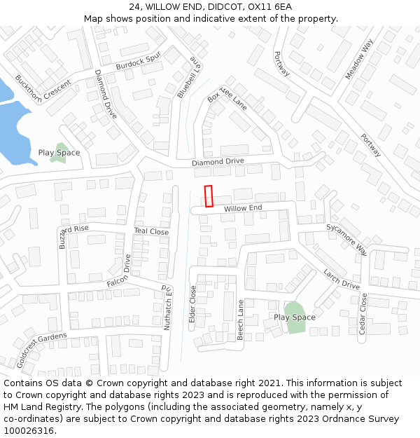 24, WILLOW END, DIDCOT, OX11 6EA: Location map and indicative extent of plot