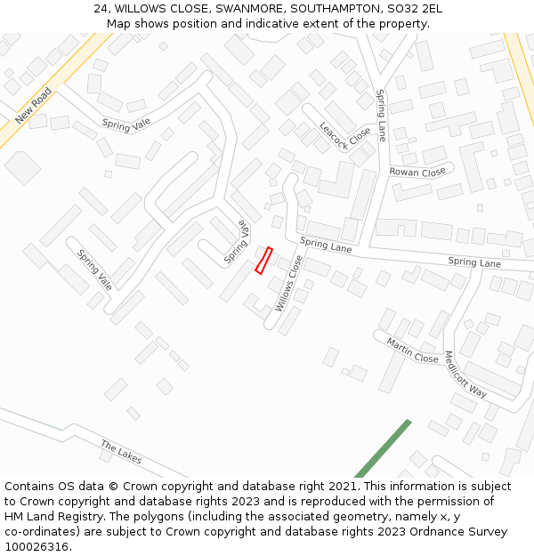 24, WILLOWS CLOSE, SWANMORE, SOUTHAMPTON, SO32 2EL: Location map and indicative extent of plot