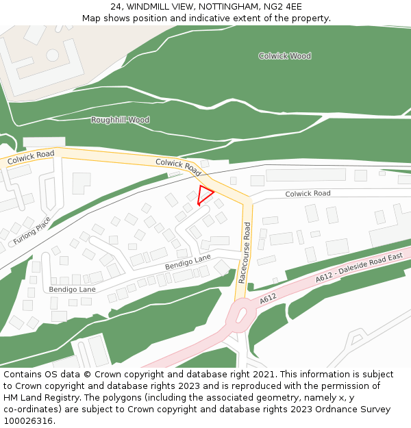 24, WINDMILL VIEW, NOTTINGHAM, NG2 4EE: Location map and indicative extent of plot