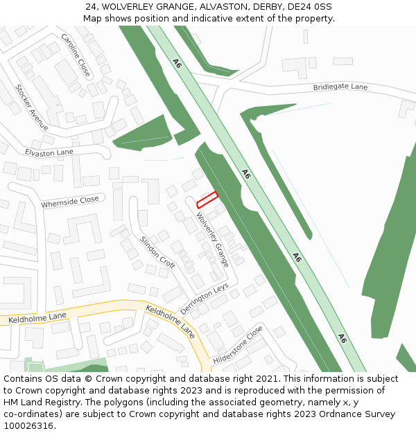 24, WOLVERLEY GRANGE, ALVASTON, DERBY, DE24 0SS: Location map and indicative extent of plot