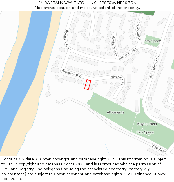 24, WYEBANK WAY, TUTSHILL, CHEPSTOW, NP16 7DN: Location map and indicative extent of plot