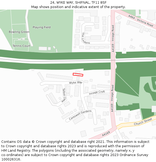 24, WYKE WAY, SHIFNAL, TF11 8SF: Location map and indicative extent of plot