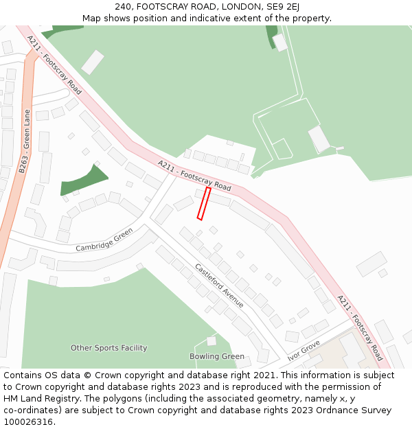 240, FOOTSCRAY ROAD, LONDON, SE9 2EJ: Location map and indicative extent of plot