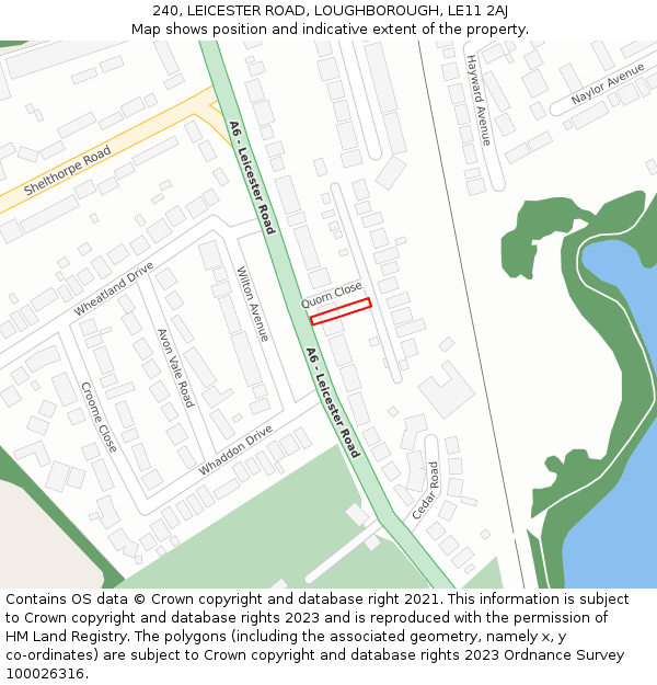 240, LEICESTER ROAD, LOUGHBOROUGH, LE11 2AJ: Location map and indicative extent of plot