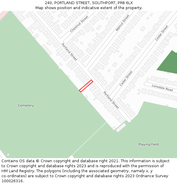 240, PORTLAND STREET, SOUTHPORT, PR8 6LX: Location map and indicative extent of plot