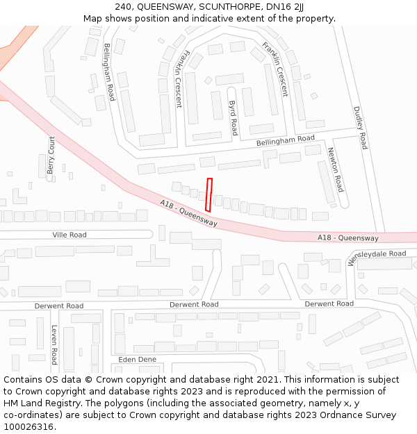 240, QUEENSWAY, SCUNTHORPE, DN16 2JJ: Location map and indicative extent of plot