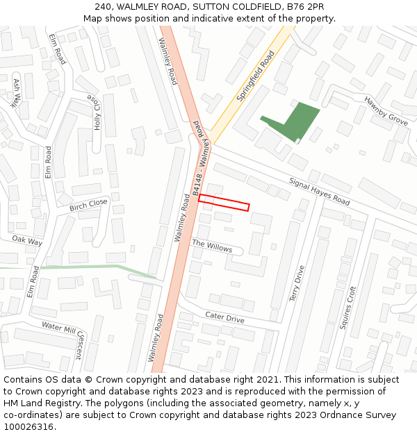 240, WALMLEY ROAD, SUTTON COLDFIELD, B76 2PR: Location map and indicative extent of plot