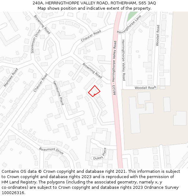 240A, HERRINGTHORPE VALLEY ROAD, ROTHERHAM, S65 3AQ: Location map and indicative extent of plot