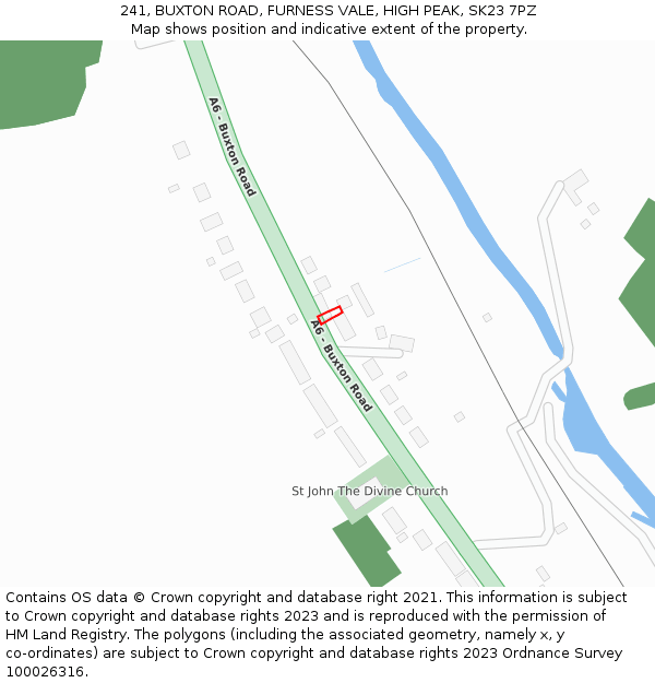 241, BUXTON ROAD, FURNESS VALE, HIGH PEAK, SK23 7PZ: Location map and indicative extent of plot