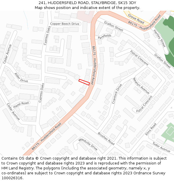 241, HUDDERSFIELD ROAD, STALYBRIDGE, SK15 3DY: Location map and indicative extent of plot