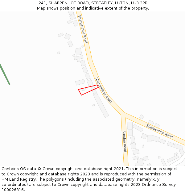 241, SHARPENHOE ROAD, STREATLEY, LUTON, LU3 3PP: Location map and indicative extent of plot