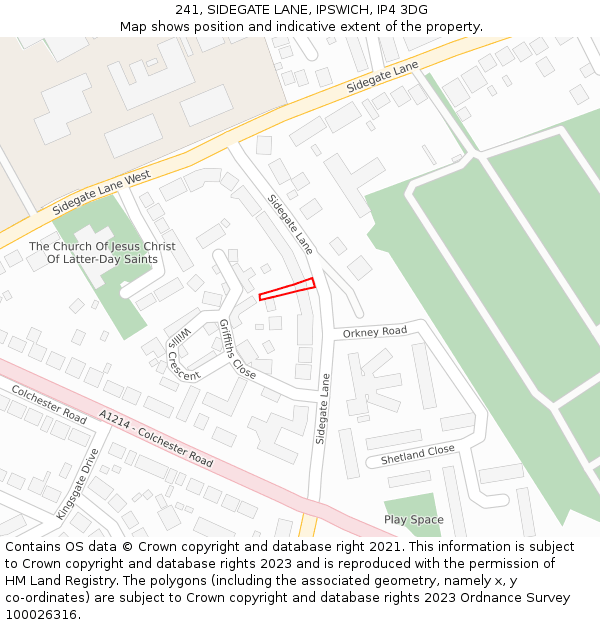 241, SIDEGATE LANE, IPSWICH, IP4 3DG: Location map and indicative extent of plot