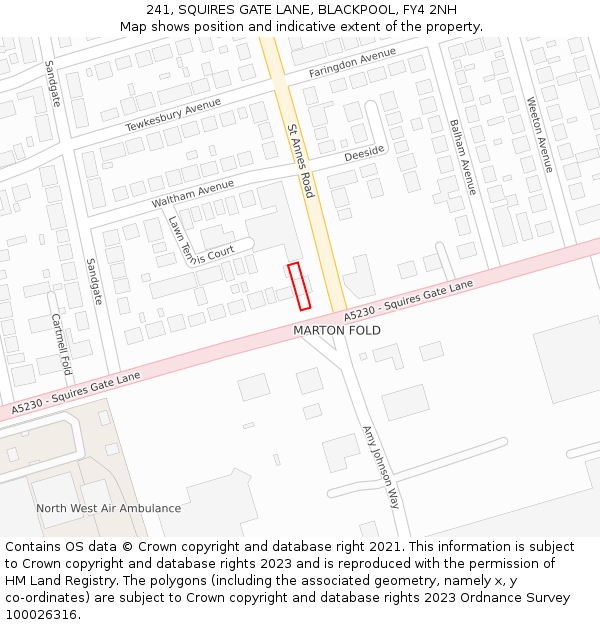 241, SQUIRES GATE LANE, BLACKPOOL, FY4 2NH: Location map and indicative extent of plot