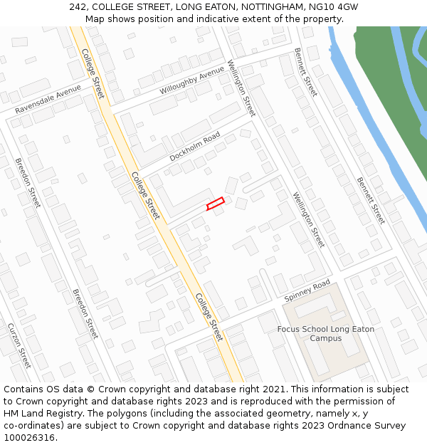 242, COLLEGE STREET, LONG EATON, NOTTINGHAM, NG10 4GW: Location map and indicative extent of plot