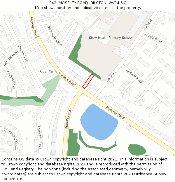 242, MOSELEY ROAD, BILSTON, WV14 6JQ: Location map and indicative extent of plot