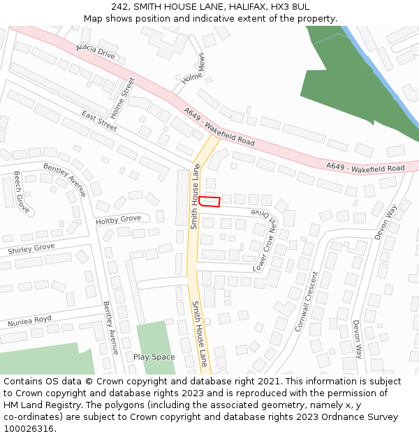 242, SMITH HOUSE LANE, HALIFAX, HX3 8UL: Location map and indicative extent of plot