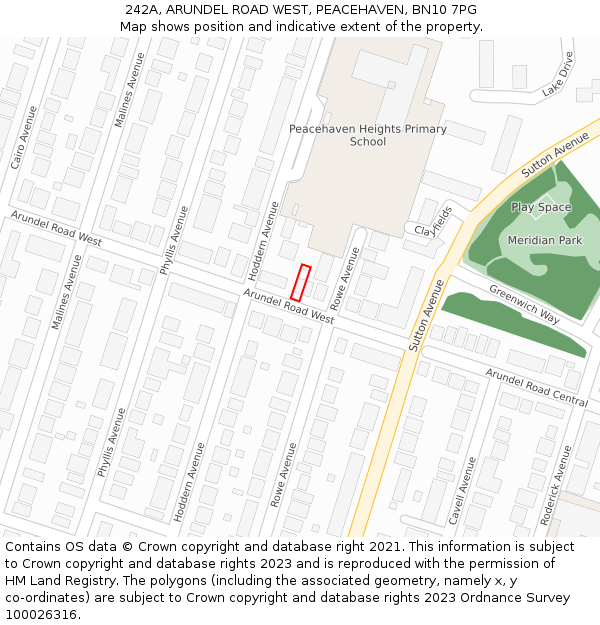 242A, ARUNDEL ROAD WEST, PEACEHAVEN, BN10 7PG: Location map and indicative extent of plot