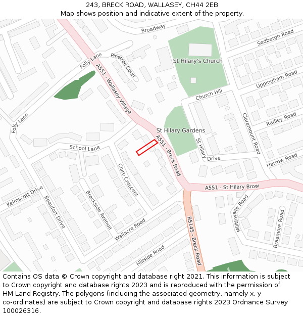 243, BRECK ROAD, WALLASEY, CH44 2EB: Location map and indicative extent of plot