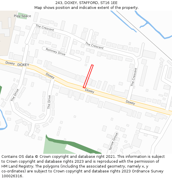 243, DOXEY, STAFFORD, ST16 1EE: Location map and indicative extent of plot