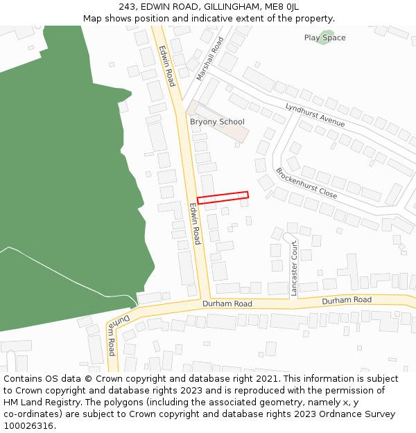 243, EDWIN ROAD, GILLINGHAM, ME8 0JL: Location map and indicative extent of plot