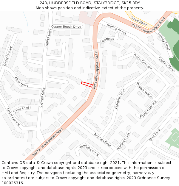 243, HUDDERSFIELD ROAD, STALYBRIDGE, SK15 3DY: Location map and indicative extent of plot