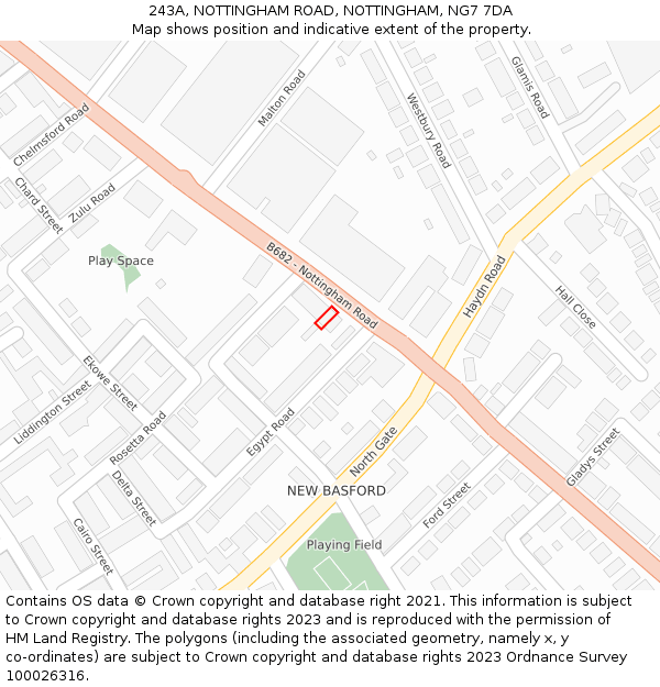 243A, NOTTINGHAM ROAD, NOTTINGHAM, NG7 7DA: Location map and indicative extent of plot