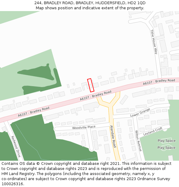 244, BRADLEY ROAD, BRADLEY, HUDDERSFIELD, HD2 1QD: Location map and indicative extent of plot